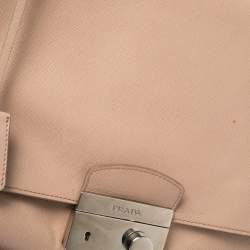 Pre Owned Prada Pink Saffiano Lux Leather Flap Top Handle Bag