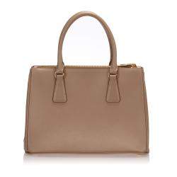 Pre Owned Prada Beige/Brown Leather Galleria Satchel Bag