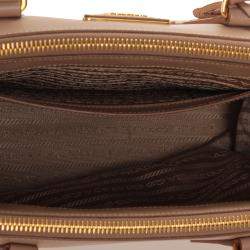 Pre Owned Prada Beige/Brown Leather Galleria Satchel Bag