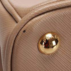 Pre Owned Prada Beige/Brown Leather Galleria Satchel Bag