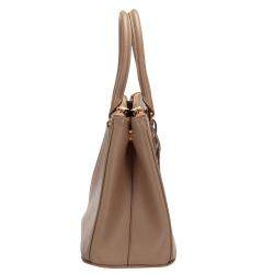 Pre Owned Prada Beige/Brown Leather Galleria Satchel Bag