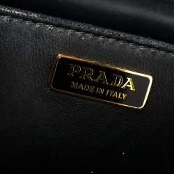 Pre Owned Prada Black Velvet and Leather Cahier Shoulder Bag