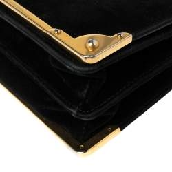 Pre Owned Prada Black Velvet and Leather Cahier Shoulder Bag