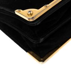 Pre Owned Prada Black Velvet and Leather Cahier Shoulder Bag