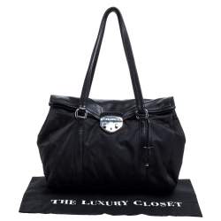 Pre Owned Prada Black Nylon and Leather Satchel