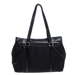 Pre Owned Prada Black Nylon and Leather Satchel
