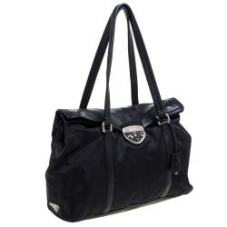 Pre Owned Prada Black Nylon and Leather Satchel