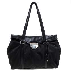 Pre Owned Prada Black Nylon and Leather Satchel