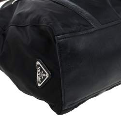 Pre Owned Prada Black Nylon and Leather Satchel