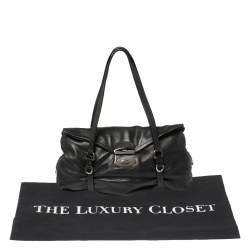 Pre Owned Prada Black Leather Pushlock Shoulder Bag