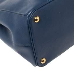 Pre Owned Prada Two Tone Blue Saffiano Lux Leather Large Double Zip Tote