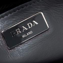 Pre Owned Prada Grey Glace Leather Twin Pocket Tote