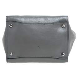 Pre Owned Prada Grey Glace Leather Twin Pocket Tote