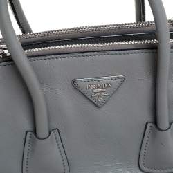 Pre Owned Prada Grey Glace Leather Twin Pocket Tote
