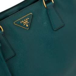 Pre Owned Prada  Teal Blue Saffiano Lux Leather Medium Galleria Tote