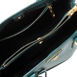 Pre Owned Prada  Teal Blue Saffiano Lux Leather Medium Galleria Tote