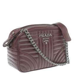 Prada Burgundy Leather Diagramme Crossbody Bag