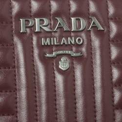 Pre Owned Prada Burgundy Leather Diagramme Crossbody Bag