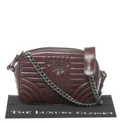 Pre Owned Prada Burgundy Leather Diagramme Crossbody Bag