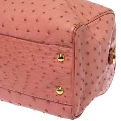 Pre Owned Prada Peach Ostrich Boston Bag