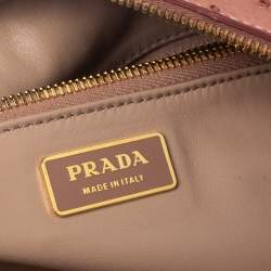 Pre Owned Prada Peach Ostrich Boston Bag