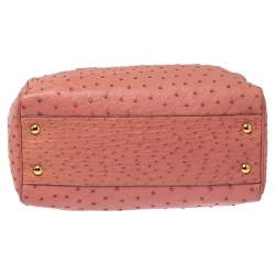 Pre Owned Prada Peach Ostrich Boston Bag