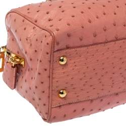 Pre Owned Prada Peach Ostrich Boston Bag