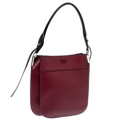 Pre Owned Prada Burgundy/Black Leather Margit Hobo
