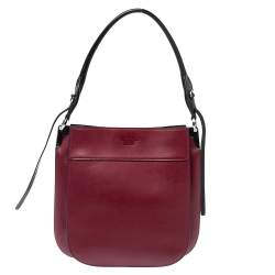 Pre Owned Prada Burgundy/Black Leather Margit Hobo