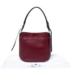 Pre Owned Prada Burgundy/Black Leather Margit Hobo