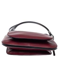 Pre Owned Prada Burgundy/Black Leather Margit Hobo