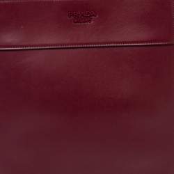 Pre Owned Prada Burgundy/Black Leather Margit Hobo