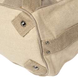 Pre Owned Prada Beige Canvas Mistolino Cluster Crystal Embellished Frame Bag