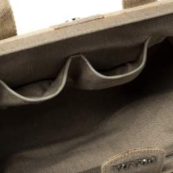 Pre Owned Prada Beige Canvas Mistolino Cluster Crystal Embellished Frame Bag