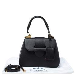 Pre Owned Prada Black Saffiano Lux Leather Medium Sidonie Top Handle Bag