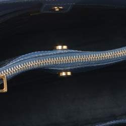 Pre Owned Prada Blue Saffiano Lux Leather Medium Open Tote