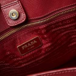 Pre Owned Prada Red Saffiano Lux Leather Open Galleria Tote