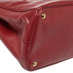 Pre Owned Prada Red Saffiano Lux Leather Open Galleria Tote