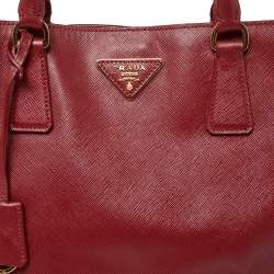 Pre Owned Prada Red Saffiano Lux Leather Open Galleria Tote