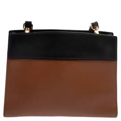 Pre Owned Prada Brown/Black Leather Messenger Bag