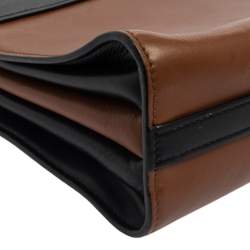 Pre Owned Prada Brown/Black Leather Messenger Bag