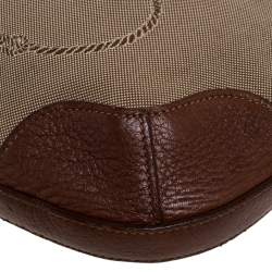 Pre Owned حقيبة هوبو برادا جلد و كانفاس جاكارد شعار الماركة بني فاتح و بيج