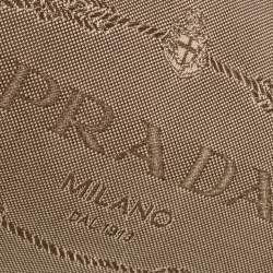 Pre Owned حقيبة هوبو برادا جلد و كانفاس جاكارد شعار الماركة بني فاتح و بيج