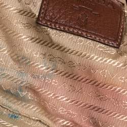 Pre Owned حقيبة هوبو برادا جلد و كانفاس جاكارد شعار الماركة بني فاتح و بيج