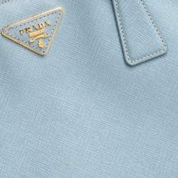 Pre Owned Prada Light Blue Saffiano Leather Open Galleria Tote