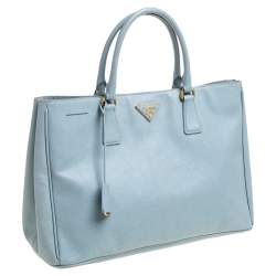 Pre Owned Prada Light Blue Saffiano Leather Open Galleria Tote