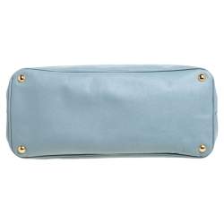 Pre Owned Prada Light Blue Saffiano Leather Open Galleria Tote