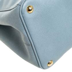 Pre Owned Prada Light Blue Saffiano Leather Open Galleria Tote