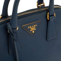Pre Owned Prada Blue Saffiano Lux Leather Small Promenade Satchel
