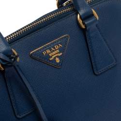 Pre Owned Prada Blue Saffiano Lux Leather Small Promenade Satchel